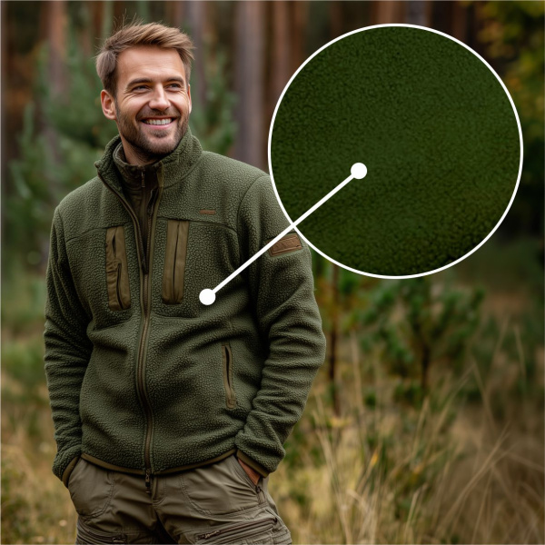 Дабл флис (double fleece) эластик Зеленый хаки 1-15/16266К  Дабл флис (double fleece) эластик Зеленый хаки 1-15/16266К