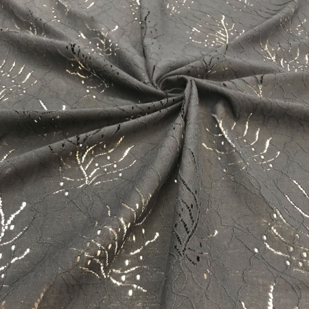 Ткань плательно-блузочная с вышивкой и перфорацией Черный 3152П 