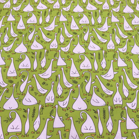 Ткань полульняная (полулен) "Гуси" 93297