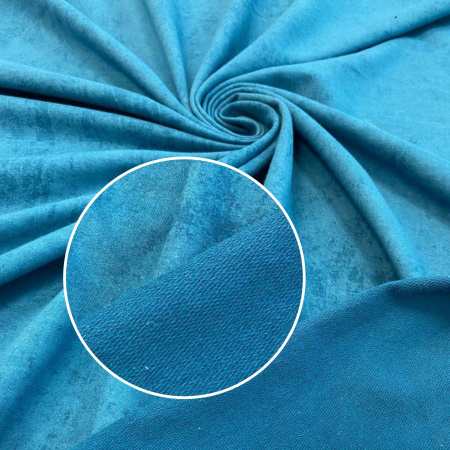 Футер с лайкрой "винтаж" с велюровым эффектом (варенка), Пенье, Петроль 1-476/3006760Л 