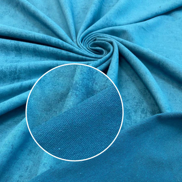 Футер с лайкрой "винтаж" с велюровым эффектом (варенка), Пенье, Петроль 1-476/3006760Л 