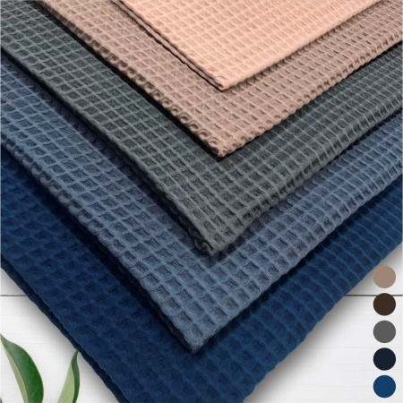 Вафельное полотно крупная клетка "Бохо" Синий 10206ВП 