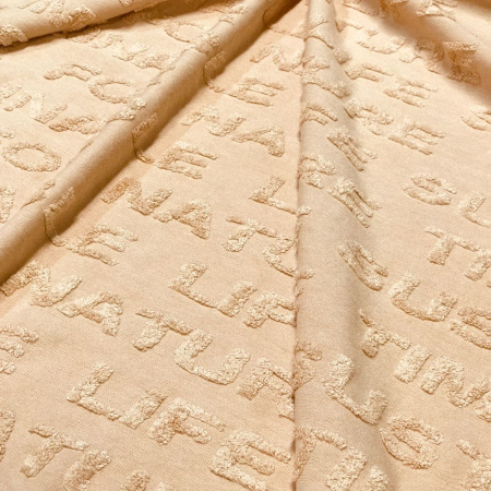 Трикотажное полотно с объемными буквами Бежевый 1-533/5060ТТ