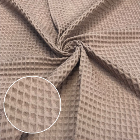 Вафельное полотно крупная клетка "Бохо" Латте 10203ВП 