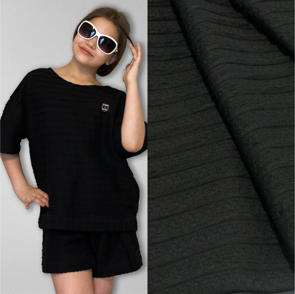 Кулирная гладь рулон жаккард Черный 1-114/611861ГК 