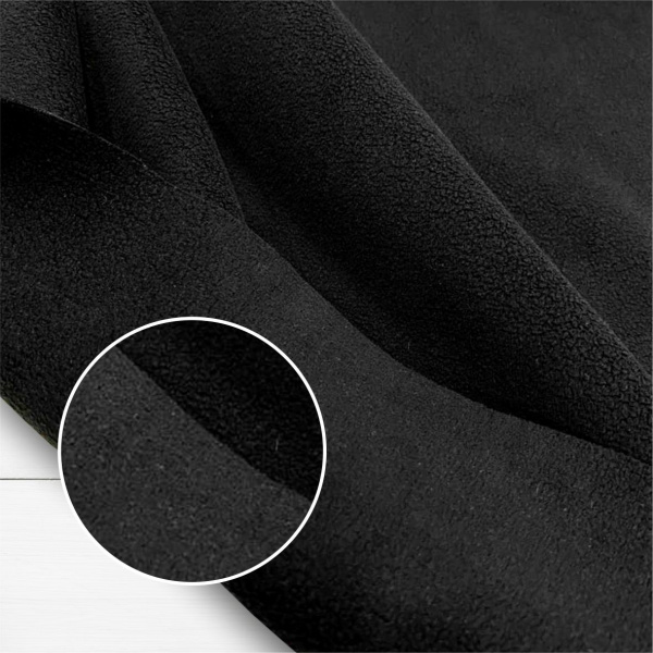 Дабл флис (double fleece) эластик Черный 1-15/16270К  Дабл флис (double fleece) эластик Черный 1-15/16270К