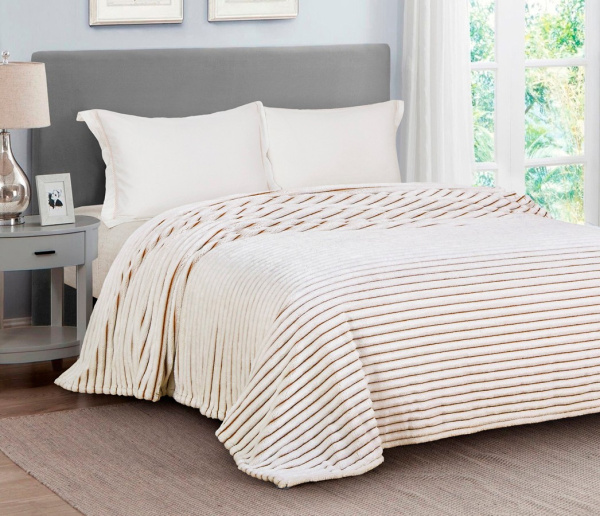 Велсофт жаккард Коричневая полоса 1-372/143894Ж