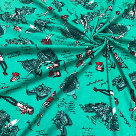 Кулирная гладь набивная рулон Реактив 1-76/61845НД