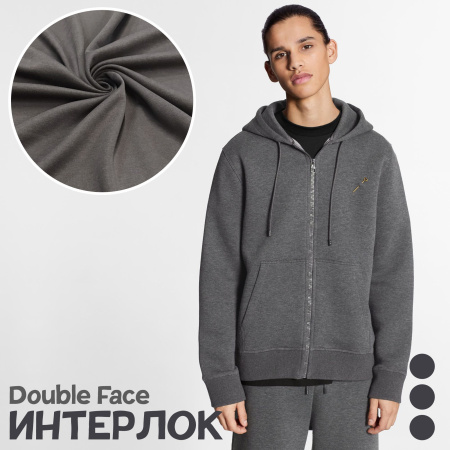 Интерлок Дабл фэйс, Пенье, Серый 1-108/10367ИР