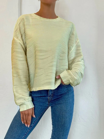 Кулирная гладь "волна жаккард" Кремово-желтый 6117800НЖ 