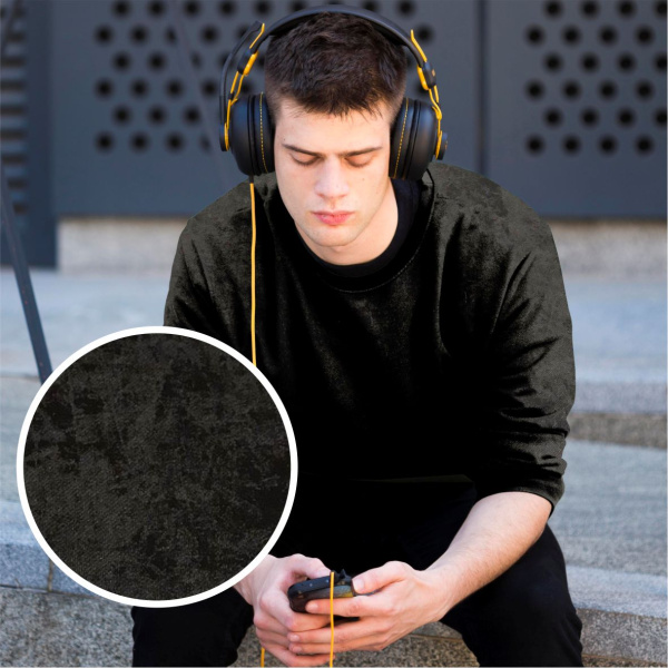 Футер с лайкрой "винтаж" с велюровым эффектом (варенка), Пенье, Черный 1-476/3006745Л 