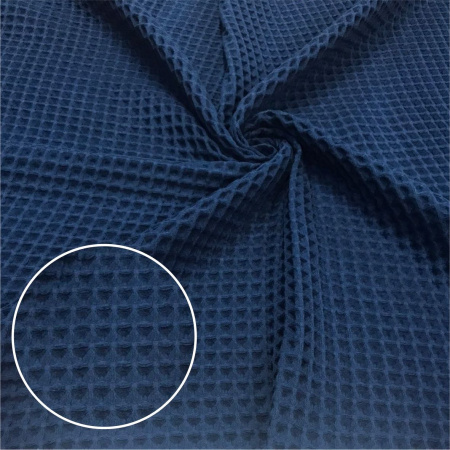 Вафельное полотно крупная клетка "Бохо" Синий 10206ВП 