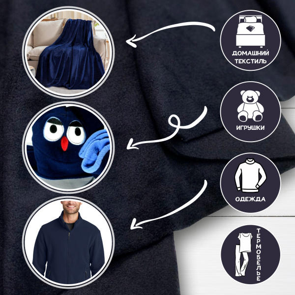 Флис антипиллинг качество DTY (наивысшее) Китай Темно-синий 1-15/16112К 