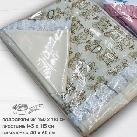 Комплект постельного белья из бязи Малышок "Кареты" 4036672М 