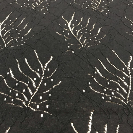 Ткань плательно-блузочная с вышивкой и перфорацией Черный 3152П 