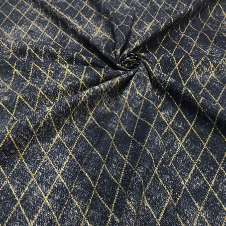 Ткань плательная хлопок «джинса» глиттер Золото 3155П 