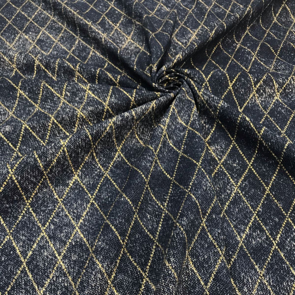 Ткань плательная хлопок «джинса» глиттер Золото 3155П 