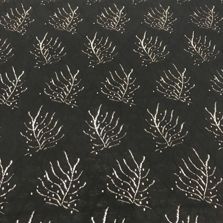 Ткань плательно-блузочная с вышивкой и перфорацией Черный 3152П 