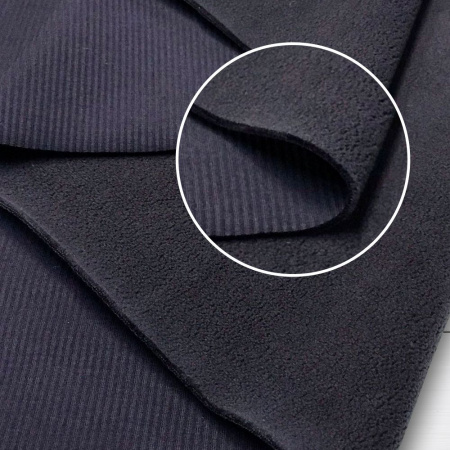 Трикотаж кашкорсе на флисе (лапша) Темно-синий 3004773К 