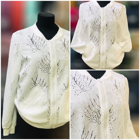 Ткань плательно-блузочная с вышивкой и перфорацией Белый 3151П