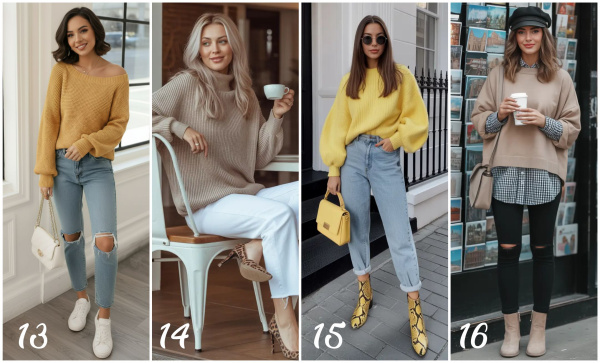 Идеи для образов со свитерами для женщин: уютные, стильные и модные