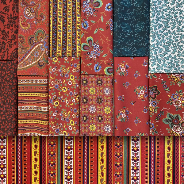 Набор для рукоделия и пэчворка из перкали «Ткани со смыслом: Наследие мануфактур», 12 отрезов 159365Н-12
