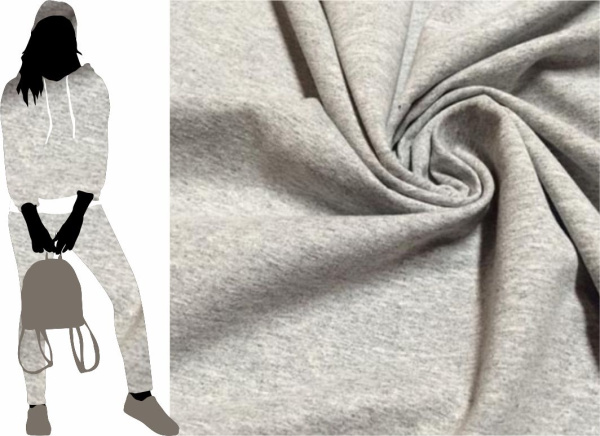 Футер 2-х нитка с начесом пачка Светло-серый  меланж 1-23/02012НП